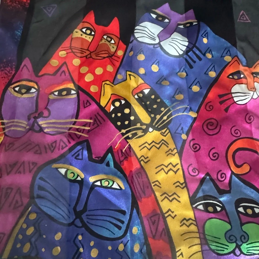 Laurel Burch Silk Cat Scarf - Picture 3 of 6